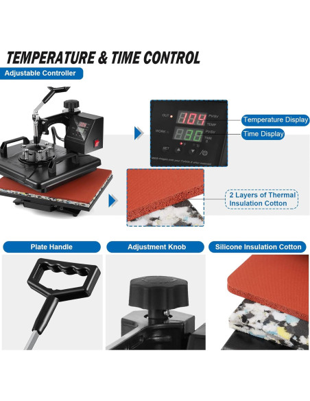 Máquina de Prensa de Calor 8 en 1 Topdeep 30x38 cm