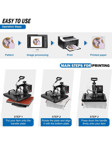 Máquina de Prensa de Calor 8 en 1 Topdeep 30x38 cm