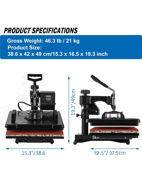 Máquina de Prensa de Calor 8 en 1 Topdeep 30x38 cm