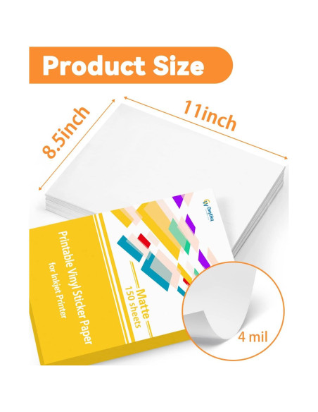 Papel de Etiquetas Mate Gwybkq 150 Hojas 21.6x27.9 cm