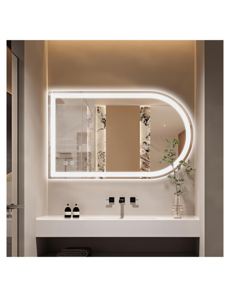Espejo de Baño LED Arqueado Niccy 101.6x61 cm con Función de Memoria