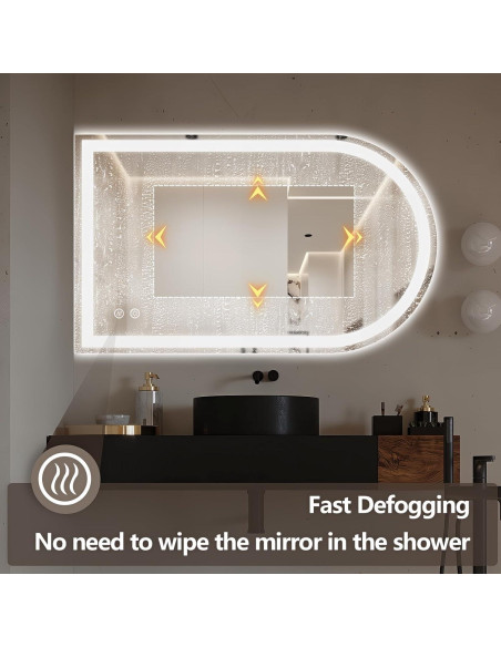 Espejo de Baño LED Arqueado Niccy 101.6x61 cm con Función de Memoria