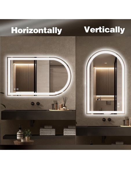 Espejo de Baño LED Arqueado Niccy 101.6x61 cm con Función de Memoria