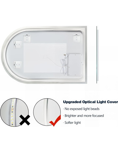 Espejo de Baño LED Arqueado Niccy 101.6x61 cm con Función de Memoria