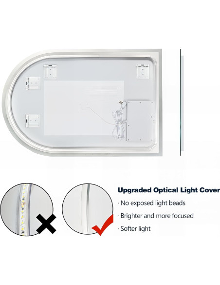 Espejo de Baño LED Arqueado Niccy 101.6x61 cm con Función de Memoria