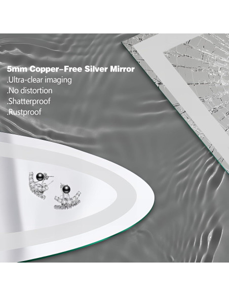 Espejo de Baño LED Arqueado Niccy 101.6x61 cm con Función de Memoria