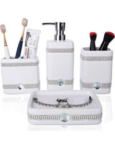 Juego de Accesorios de Baño Cerámica CAA'S 4 Piezas Blanco 2