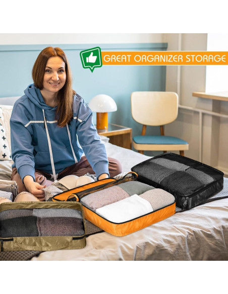 5 Cubos de Empaque Bulyoou para Maleta L Albaricoque 44x33x8cm