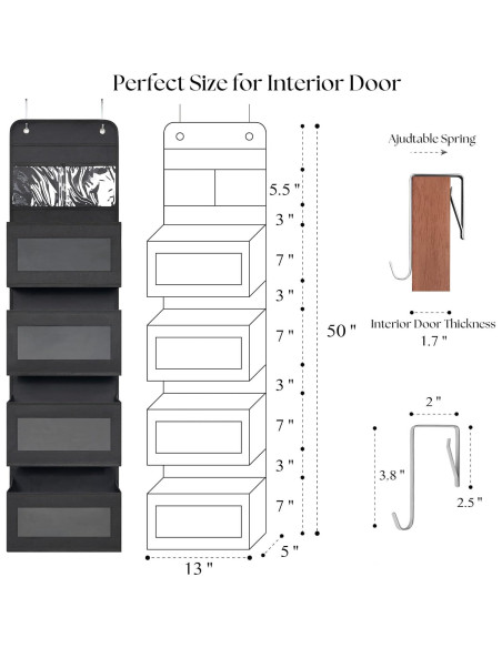 Organizador de Puerta Giraffe Creation 4 Bolsillos Negro