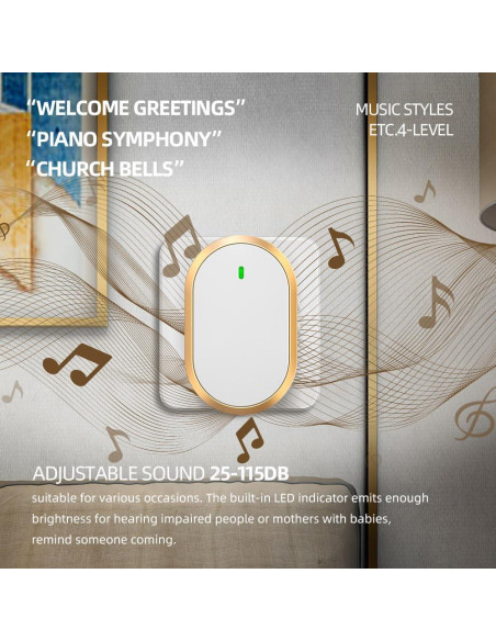 Timbre Inalámbrico Shenzhen A68 con 60 Tonos y 4 Volúmenes