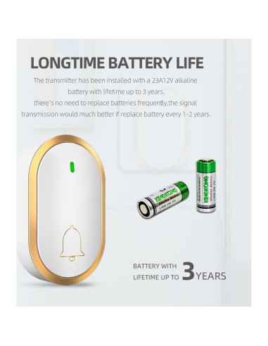 Timbre Inalámbrico Shenzhen A68 con 60 Tonos y 4 Volúmenes