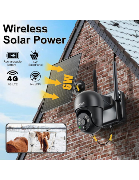 Cámara de Seguridad 4G LTE Solar Camzeb 3MP Inalámbrica