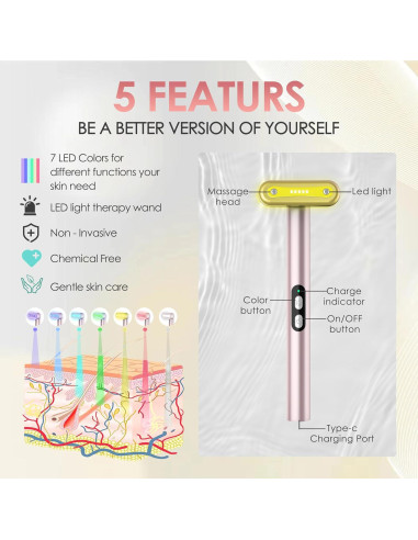 Masajeador Facial LED 7 Colores Shenzhen Ls-001 Rosa