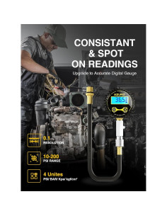 Medidor de Compresión Digital AZUNO 200 PSI con Adaptadores 2