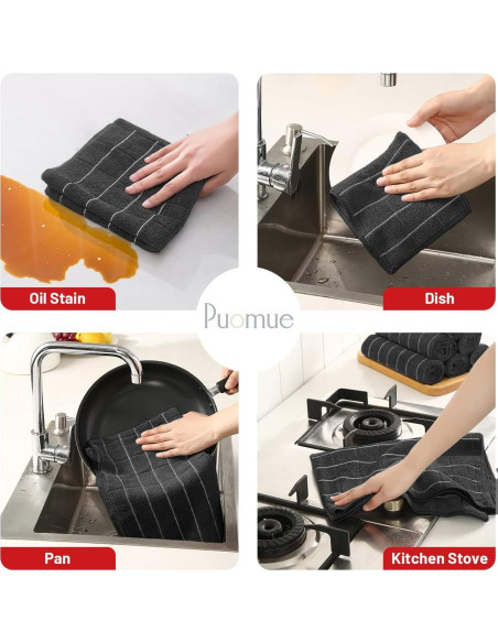 Juego de Toallas de Cocina y Paños de Platos Puomue 12 Pzas Microfibra