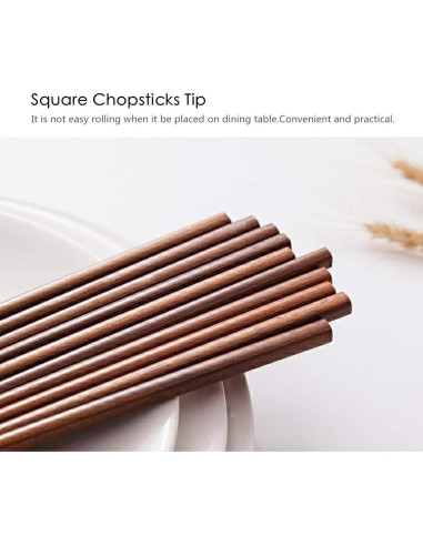 10 Pares de Palillos de Madera Reutilizables Mannice 25 cm