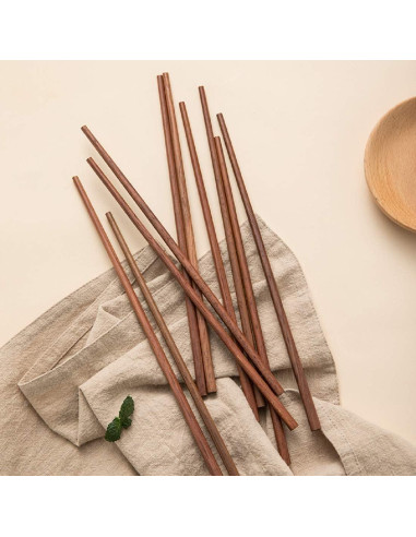 10 Pares de Palillos de Madera Reutilizables Mannice 25 cm