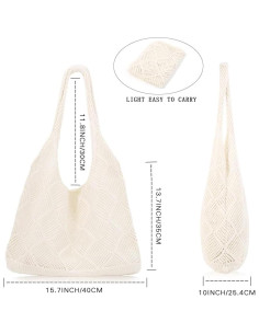 Bolsa de Playa de Crochet COOKOOKY Mediana A-beige 2