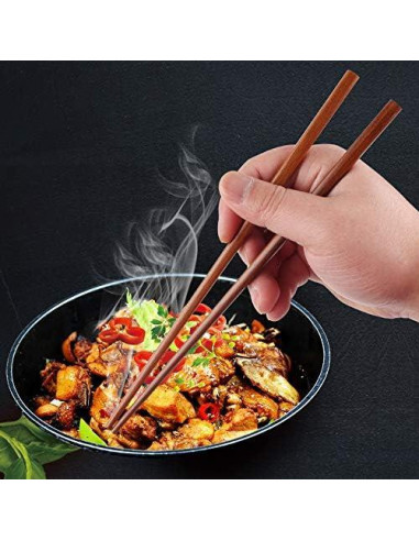 10 Pares de Palillos de Madera Reutilizables Mannice 25 cm