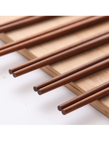 10 Pares de Palillos de Madera Reutilizables Mannice 25 cm