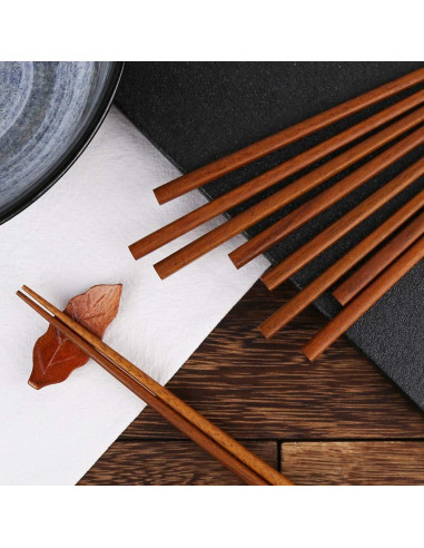 10 Pares de Palillos de Madera Reutilizables Mannice 25 cm