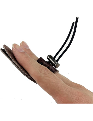 Paquete de 2 Pestañas de Dedo de Arquería Miokun - Cuero Marrón