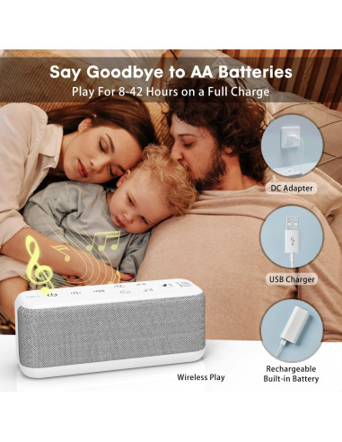 Máquina de Ruido Blanco Mesqool Recargable USB 42 Sonidos