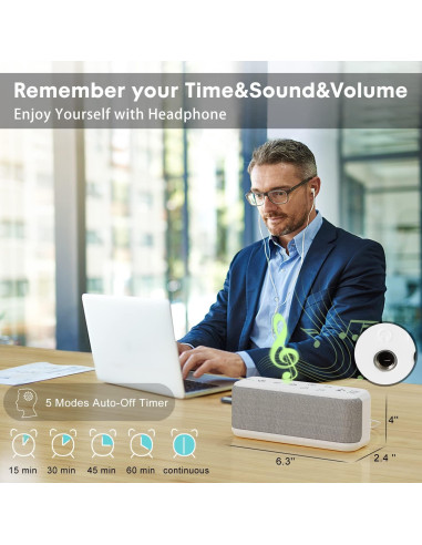 Máquina de Ruido Blanco Mesqool Recargable USB 42 Sonidos