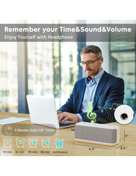 Máquina de Ruido Blanco Mesqool Recargable USB 42 Sonidos