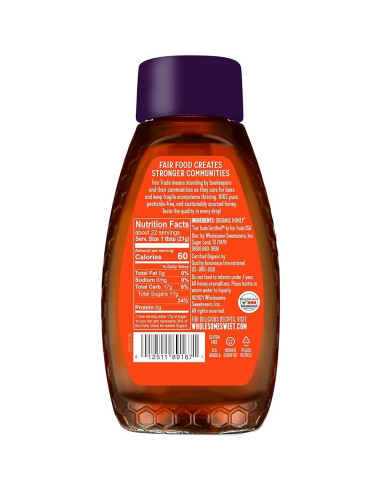 Miel Orgánica Wholesome 450g Pura Comercio Justo Libre Gluten