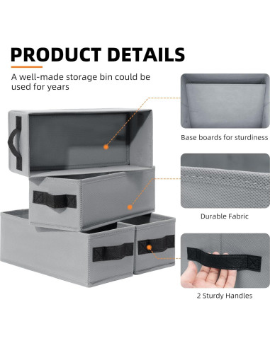 Cestas de Almacenamiento Criusia 6 Paquete 28x13 cm Gris