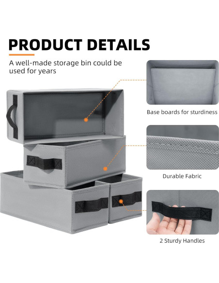 Cestas de Almacenamiento Criusia 6 Paquete 28x13 cm Gris