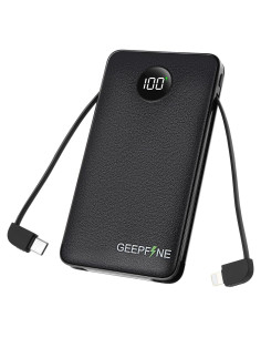 Cargador Portátil GEEPFINE 10000mAh con Cables Integrados - Carga Rápida PD20W