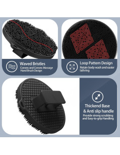 Esfregador de Cuerpo de Silicona Tmeng - Cepillo de Ducha Negro 2
