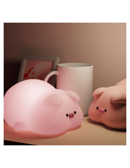 Lámpara de Noche LED Cerdo SOÑANDO MI SUEÑO Táctil 3 Niveles