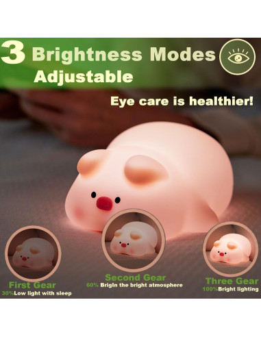 Lámpara de Noche LED Cerdo SOÑANDO MI SUEÑO Táctil 3 Niveles