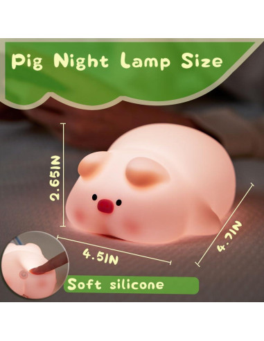 Lámpara de Noche LED Cerdo SOÑANDO MI SUEÑO Táctil 3 Niveles