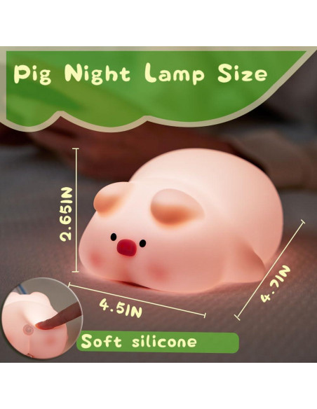 Lámpara de Noche LED Cerdo SOÑANDO MI SUEÑO Táctil 3 Niveles