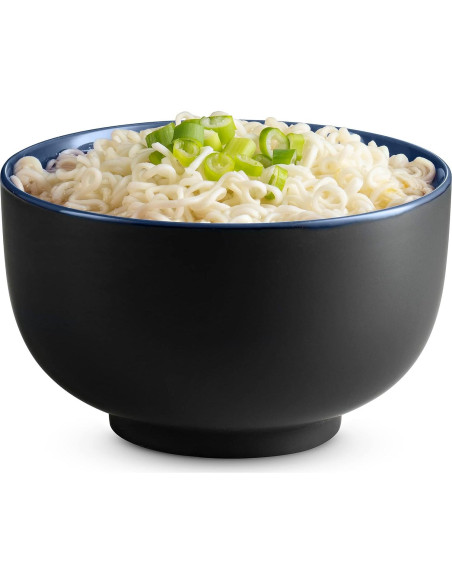 Tazones de Ramen KooK Cerámica 34 oz Set de 4 Negro/Navy