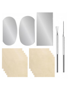 Kit de Herramientas de Cerámica Accfore - 10 Paños, Raspadores y Aguja