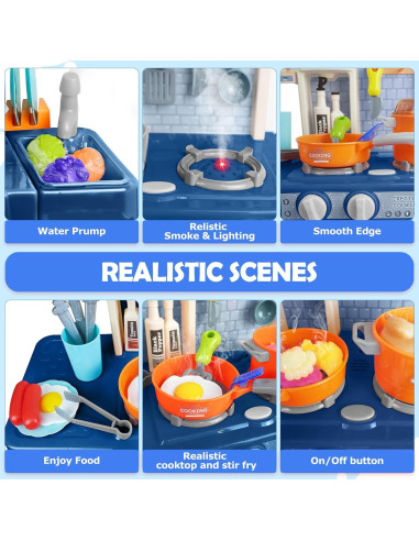 Cocina de Juguete RedCrab para Niños 75cm con Luz y Sonido