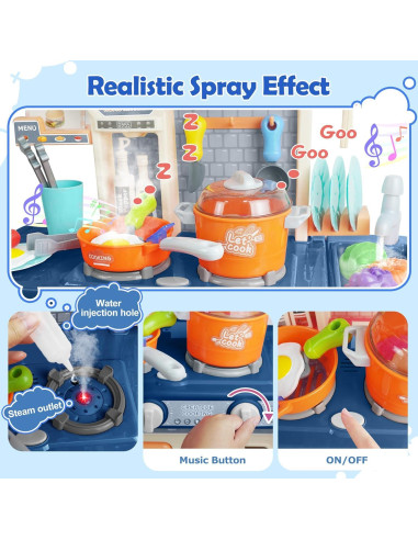 Cocina de Juguete RedCrab para Niños 75cm con Luz y Sonido