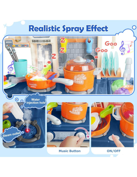 Cocina de Juguete RedCrab para Niños 75cm con Luz y Sonido