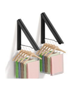 Estante Plegable para Secar Ropa BAKON Montado en Pared Negro