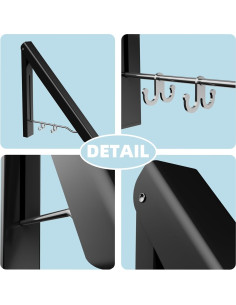 Estante Plegable para Secar Ropa BAKON Montado en Pared Negro 2