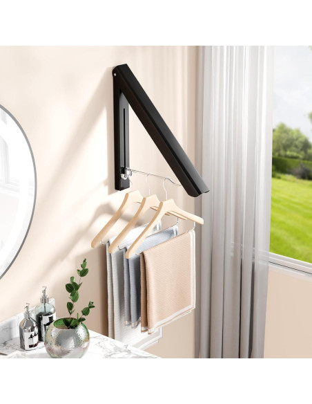 Estante Plegable para Secar Ropa BAKON Montado en Pared Negro Estante Plegable para Secar Ropa BAKON Montado en Pared Negro