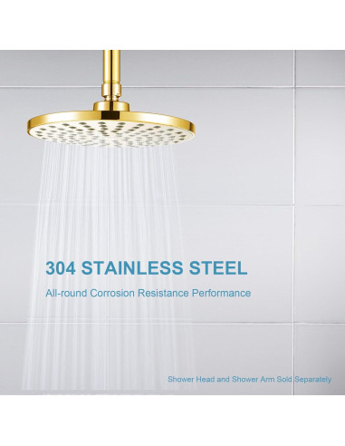 Brazo de Ducha OFFO Oro Brillante 15.24 cm Montaje Techo