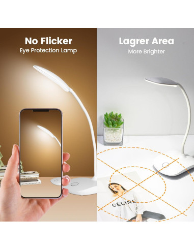 Lámpara de Escritorio TNNOP Inalámbrica 2000mAh 3 Modos Color