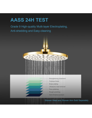 Brazo de Ducha OFFO Oro Brillante 15.24 cm Montaje Techo