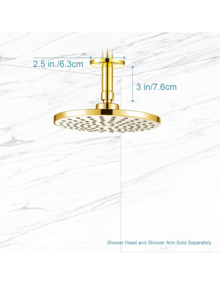 Brazo de Ducha OFFO Oro Brillante 15.24 cm Montaje Techo